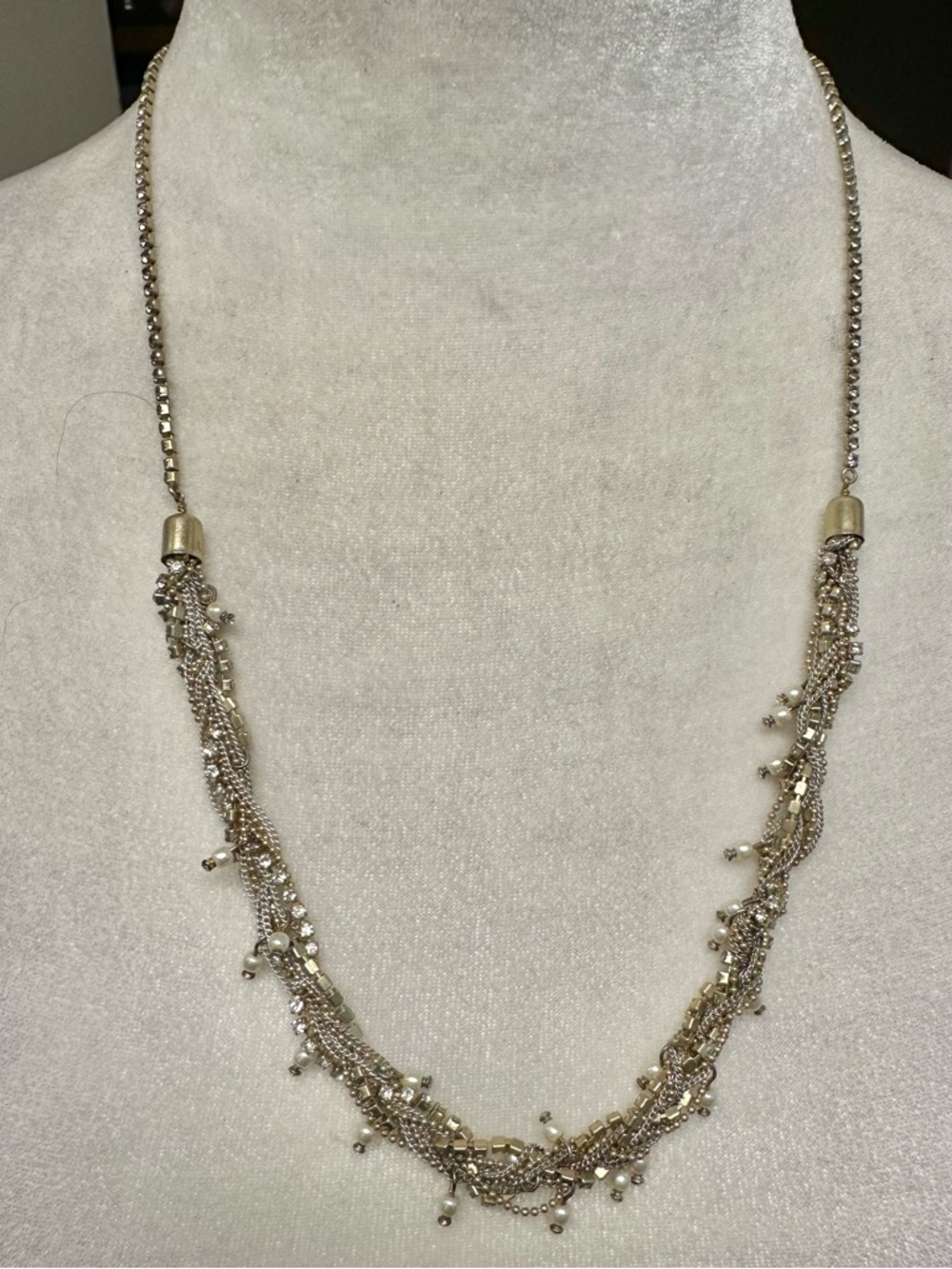 Banana Republic Rhinestone, Chain & Pearl Multi-Strand Necklace